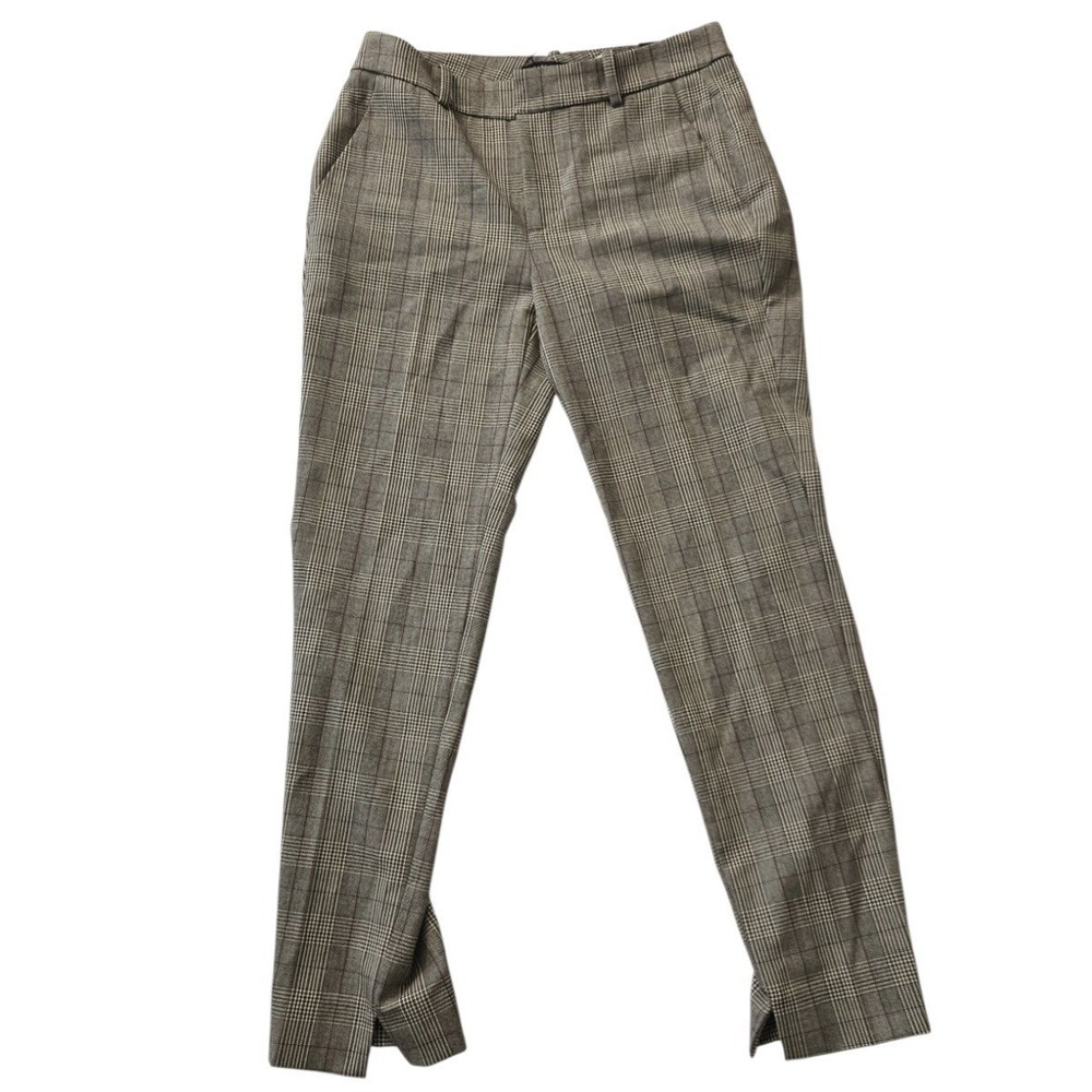 Zara Woman Chino Fit Glen Plaid Trousers - Size 2 (EUR 34)